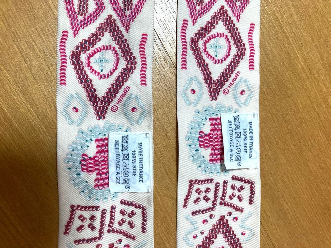 HERMES ツイリー　2本組　白系