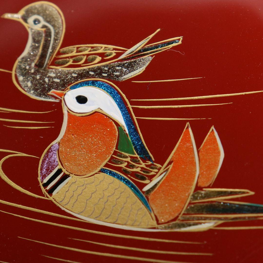 蒔絵師 中林貴山作 日の出 鴛鴦蒔絵 平棗 茶道具 共箱　V869　N6