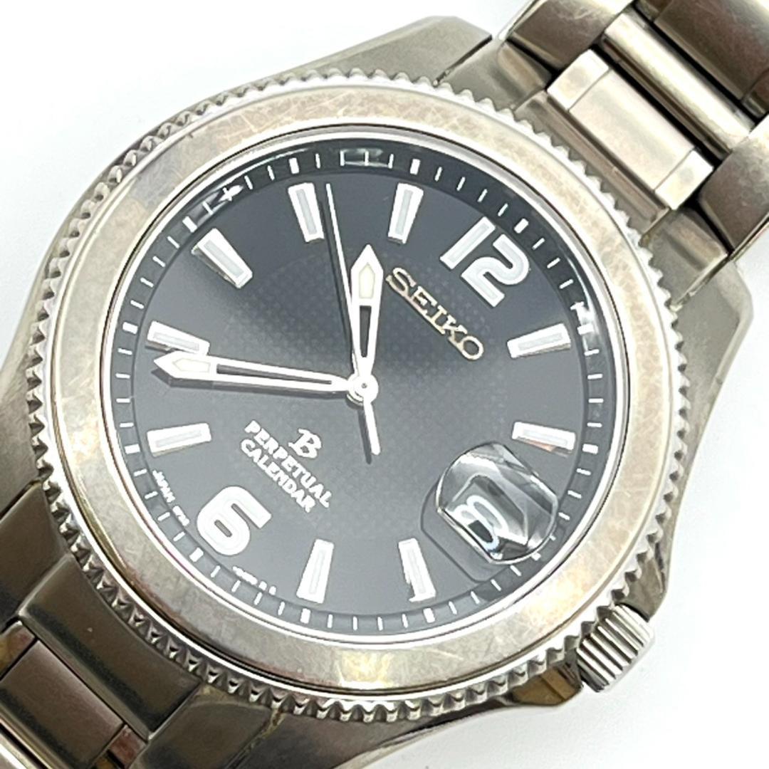 セイコー 腕時計 パーペチュアル 新品電池交換済 チタン ラウンド ブラック文字