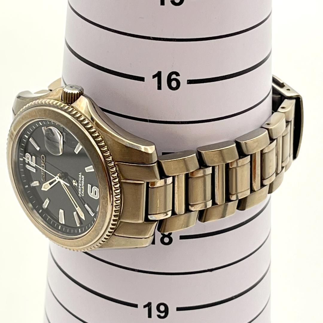 セイコー 腕時計 パーペチュアル 新品電池交換済 チタン ラウンド ブラック文字