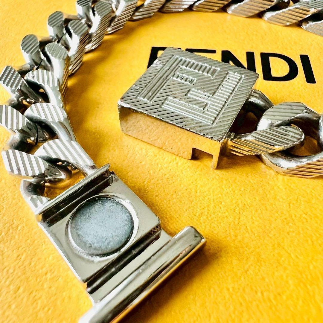 美品✨FENDI　フェンディ　FFブレスレット　シャドウ　メッシュ　ストライプ