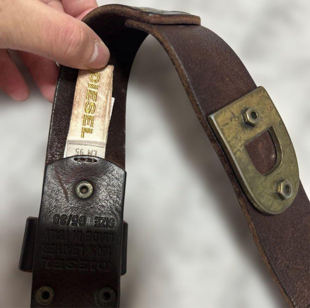 な*ま様 00s archive DIESEL レザー スタッズベルト イタリア