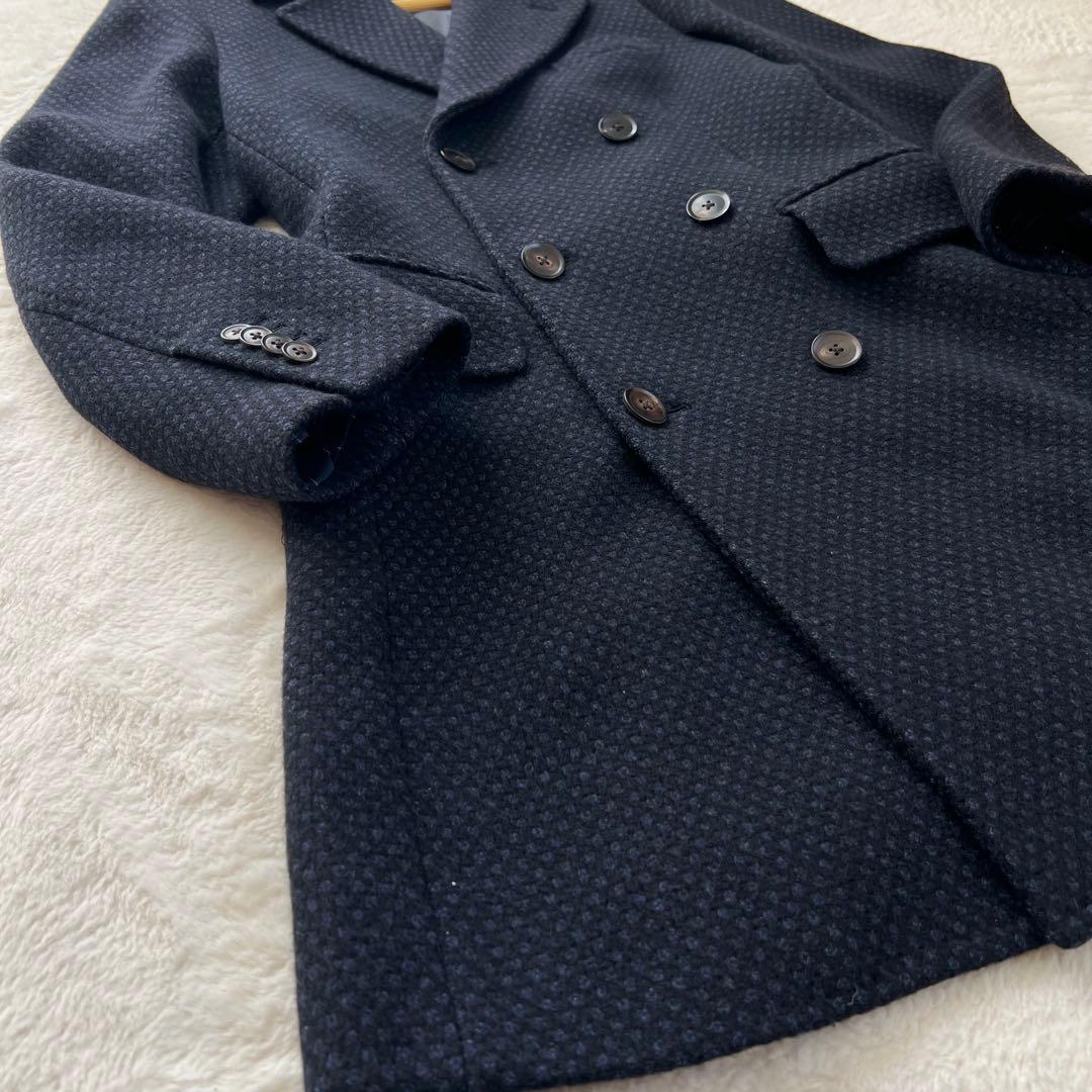 【美品】ユニバーサルランゲージ カノニコ ダブルチェスターコートS バーズアイ