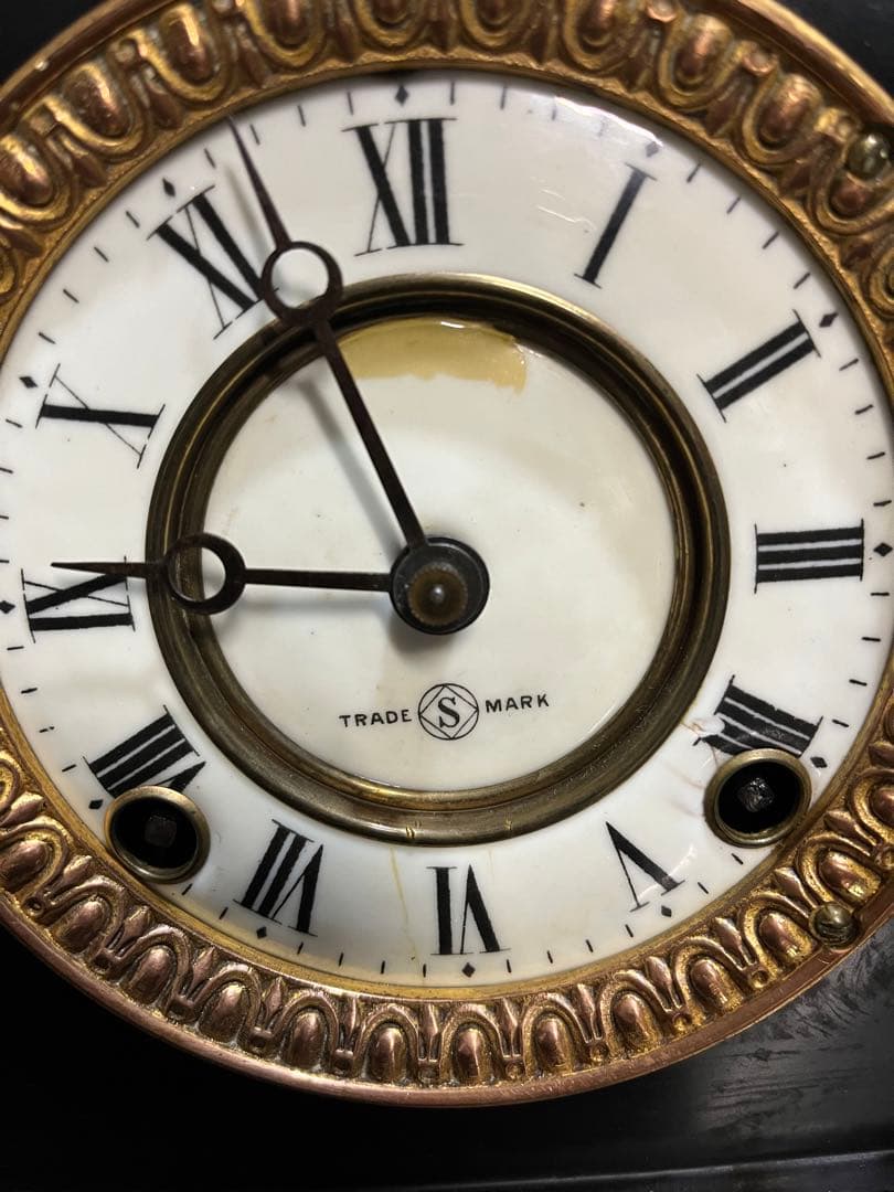 アンティーク置き時計、精工舎鉄製置き時計、14K使用、ゼンマイ置き時計、置時計