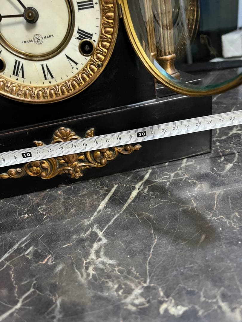 アンティーク置き時計、精工舎鉄製置き時計、14K使用、ゼンマイ置き時計、置時計