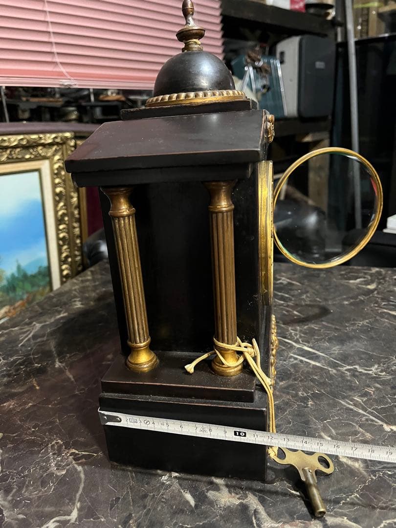 アンティーク置き時計、精工舎鉄製置き時計、14K使用、ゼンマイ置き時計、置時計