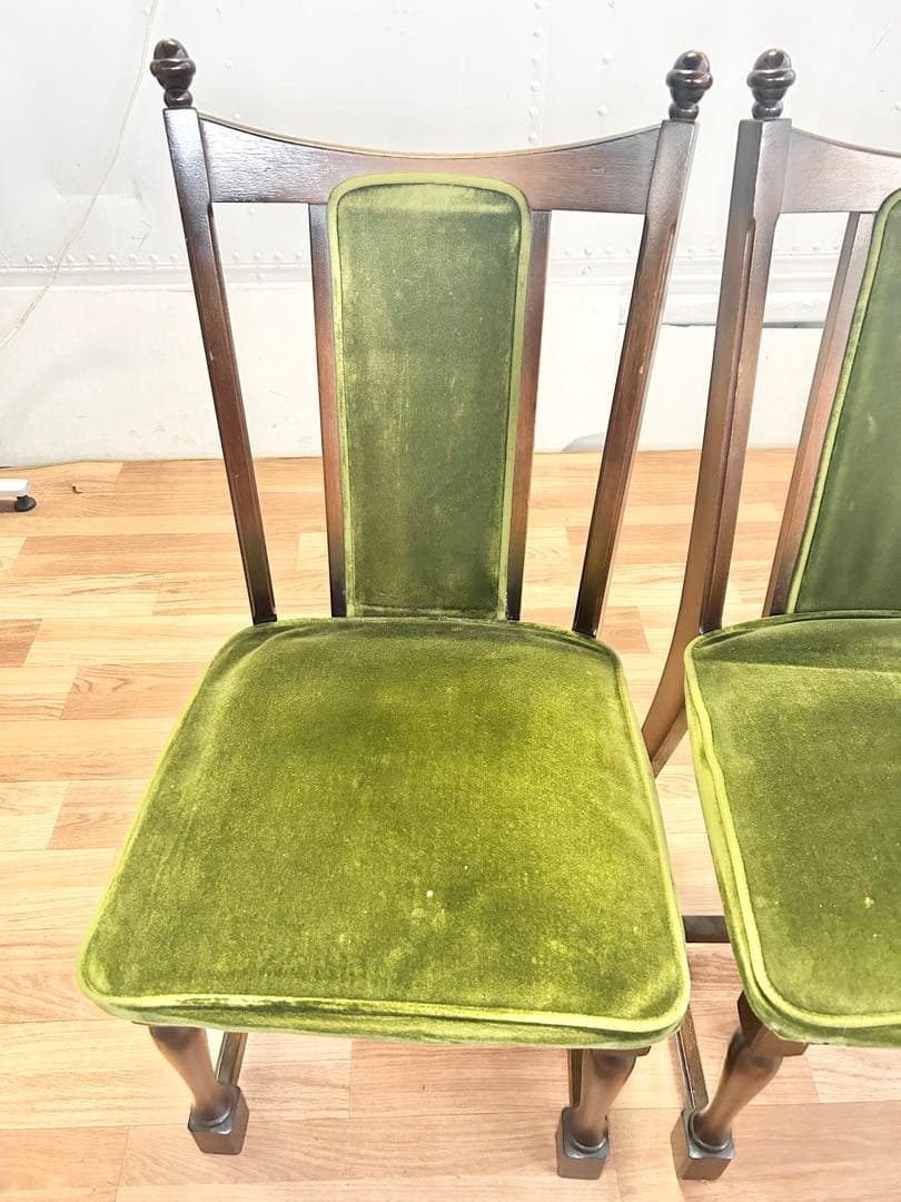 645 ナガノインテリア　ダイニングチェア　2脚 北欧 ベロア　リビング　a