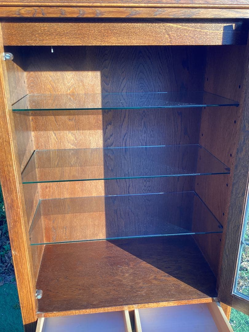 キャビネット　飾り棚　英国風　食器棚　本棚　ステンド