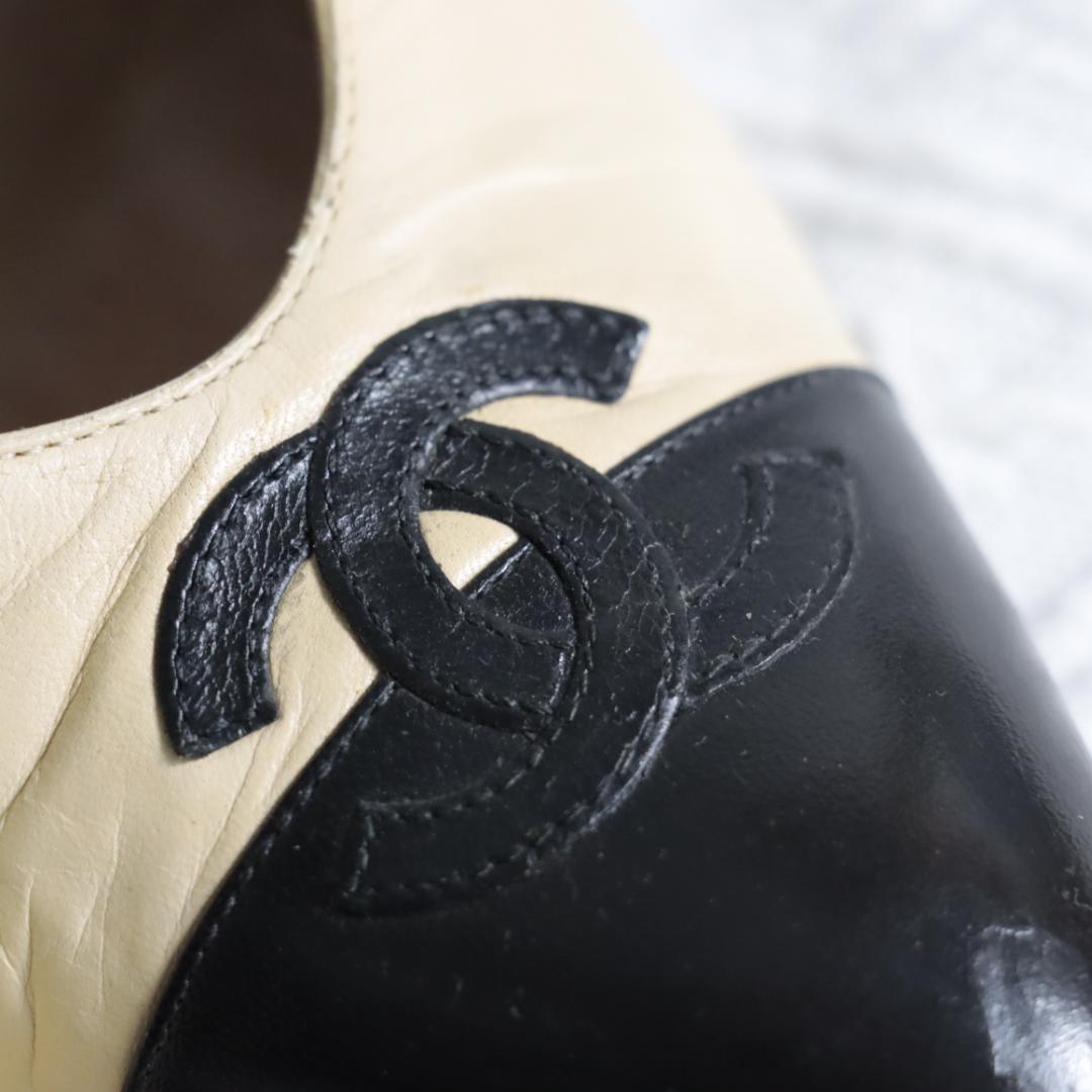 CHANEL　シャネル　ココマーク　バイカラー　パンプス　ハイヒール