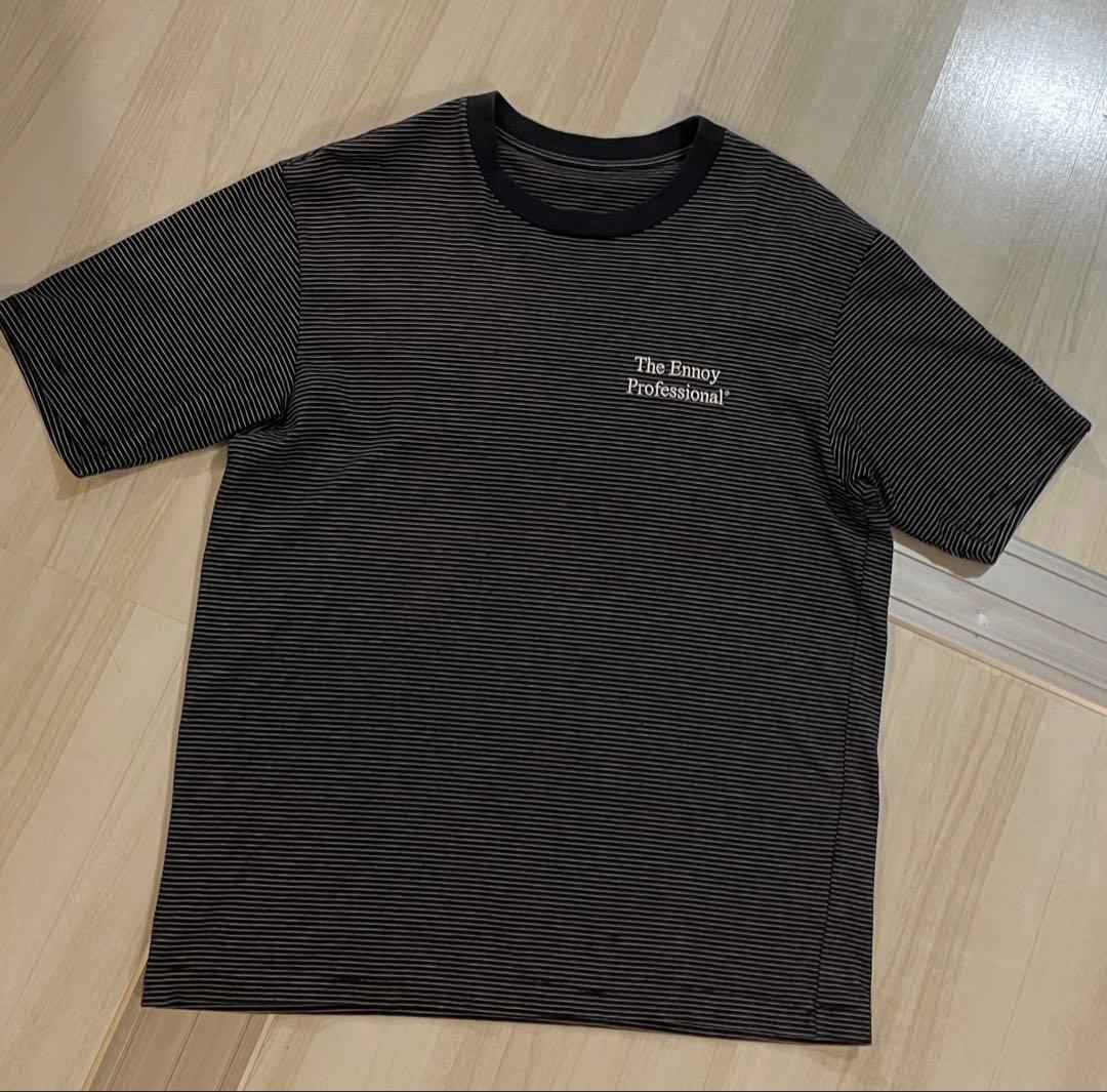 ENNOY ボーダーT 美品 M ブラック エンノイ Tee