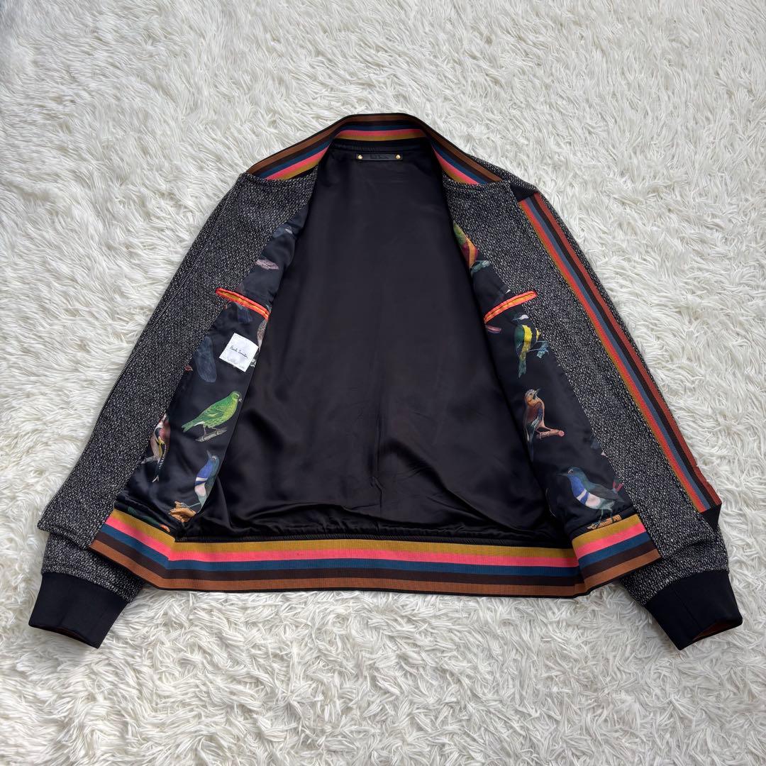 Paul Smithウールツイード ボンバージャケットマルチストライプ バード柄