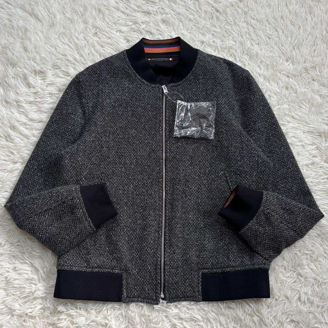 Paul Smithウールツイード ボンバージャケットマルチストライプ バード柄