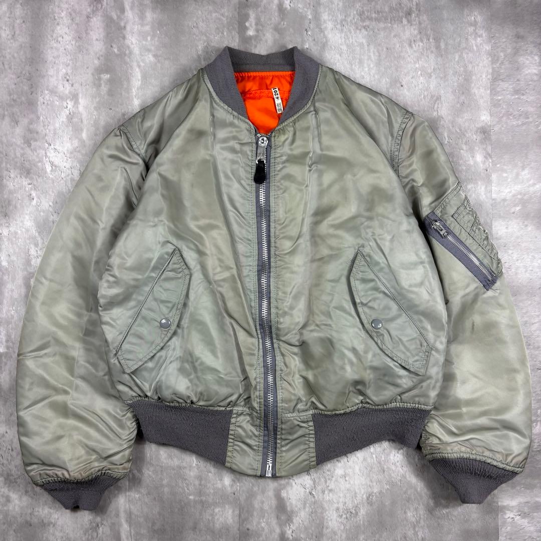 80sUSA製ALPHAアルファMA-1 フライトジャケット Mシルバー