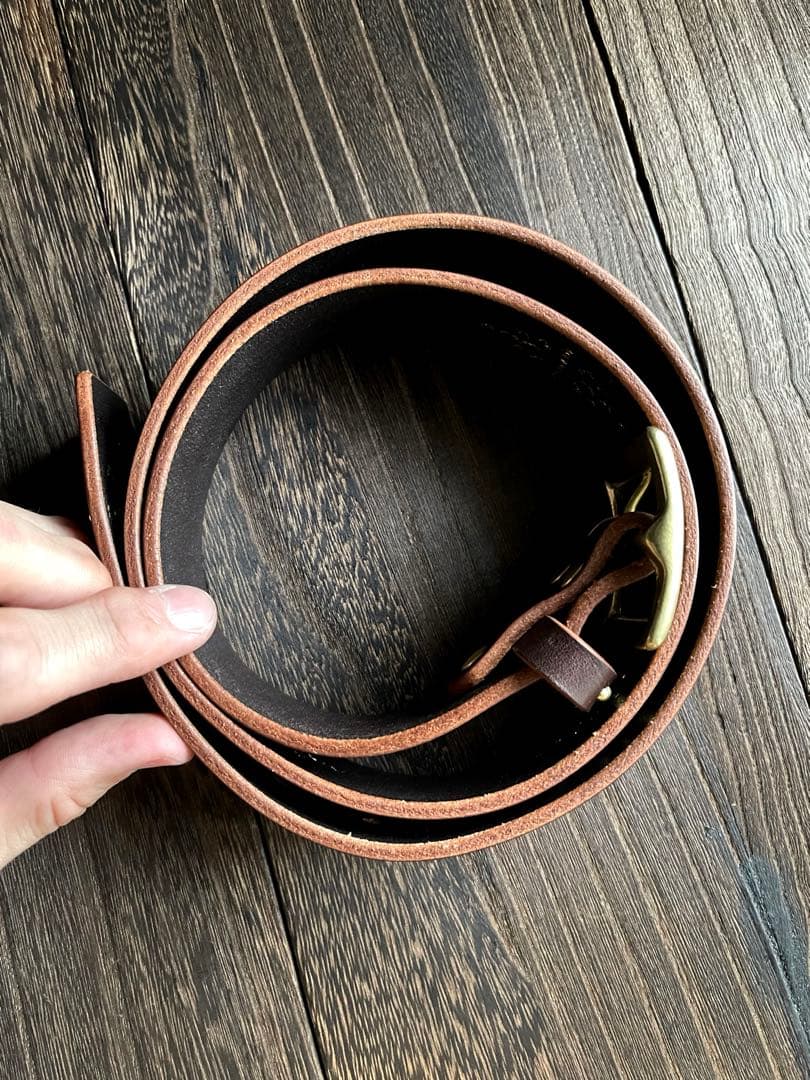 オーダー品　ディッキーズ874専用スタッズベルト　ダークブラウン　真鍮　背面4連