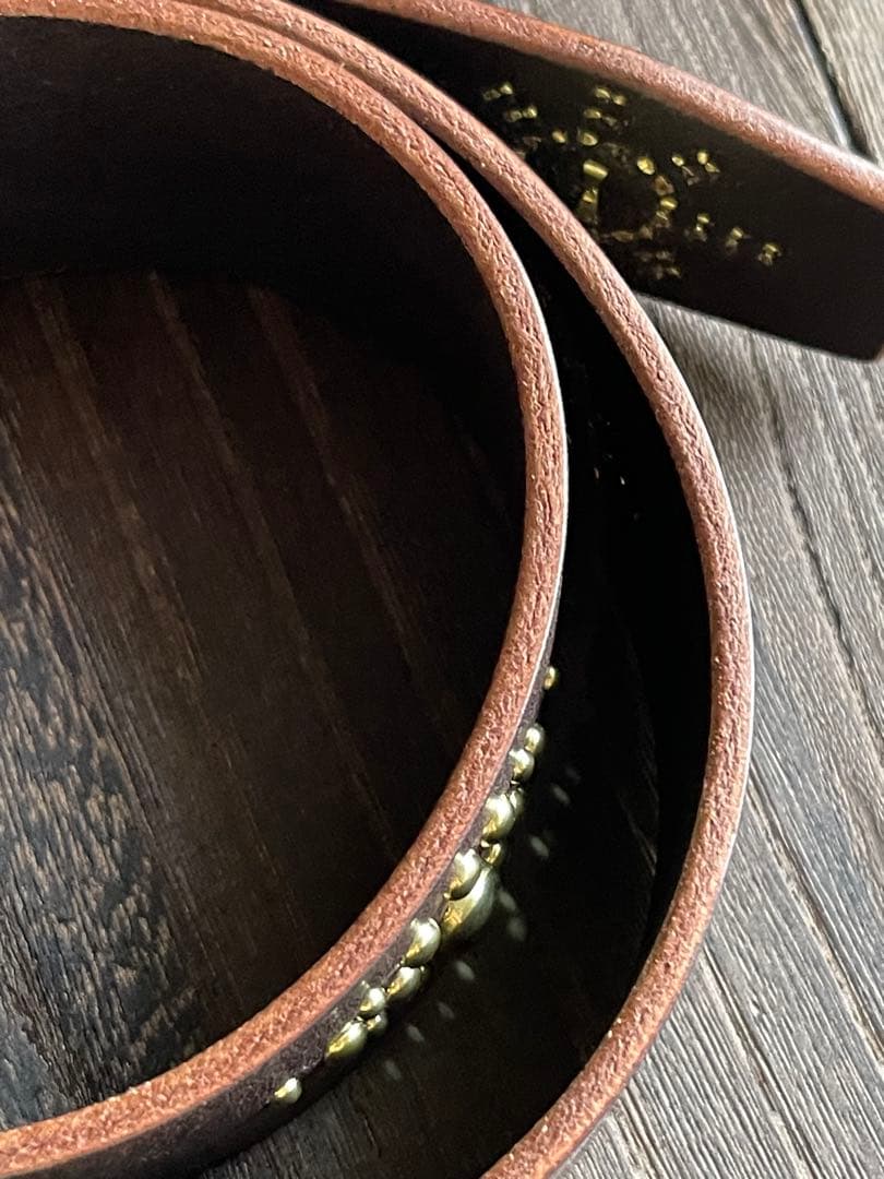 オーダー品　ディッキーズ874専用スタッズベルト　ダークブラウン　真鍮　背面4連