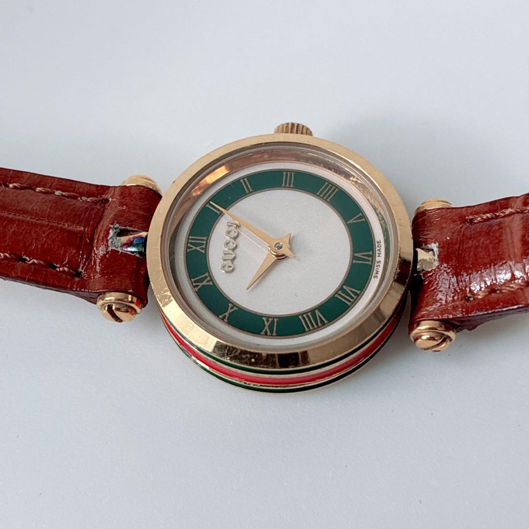 グッチ gucci レディース腕時計 シェリーライン レザー ゴールド 稼働品