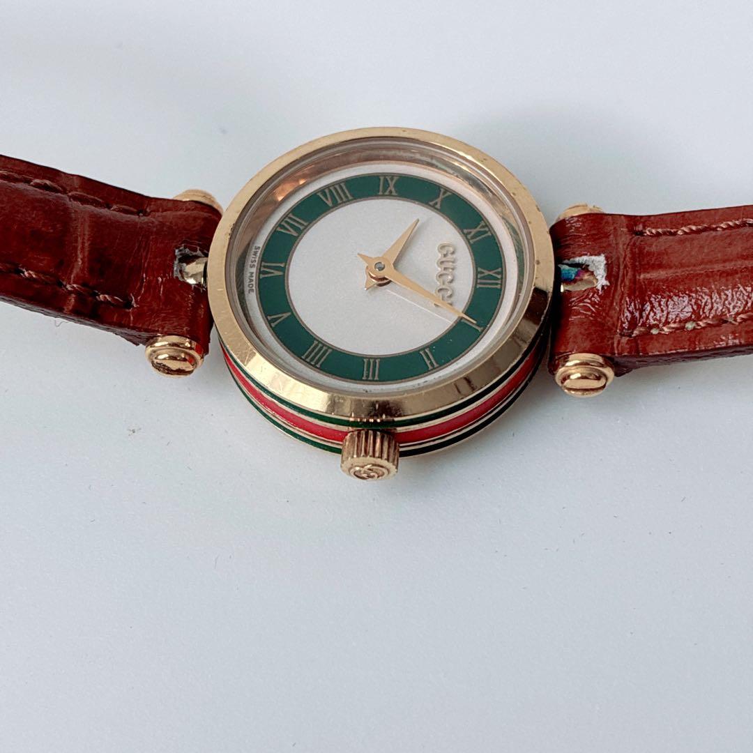 グッチ gucci レディース腕時計 シェリーライン レザー ゴールド 稼働品