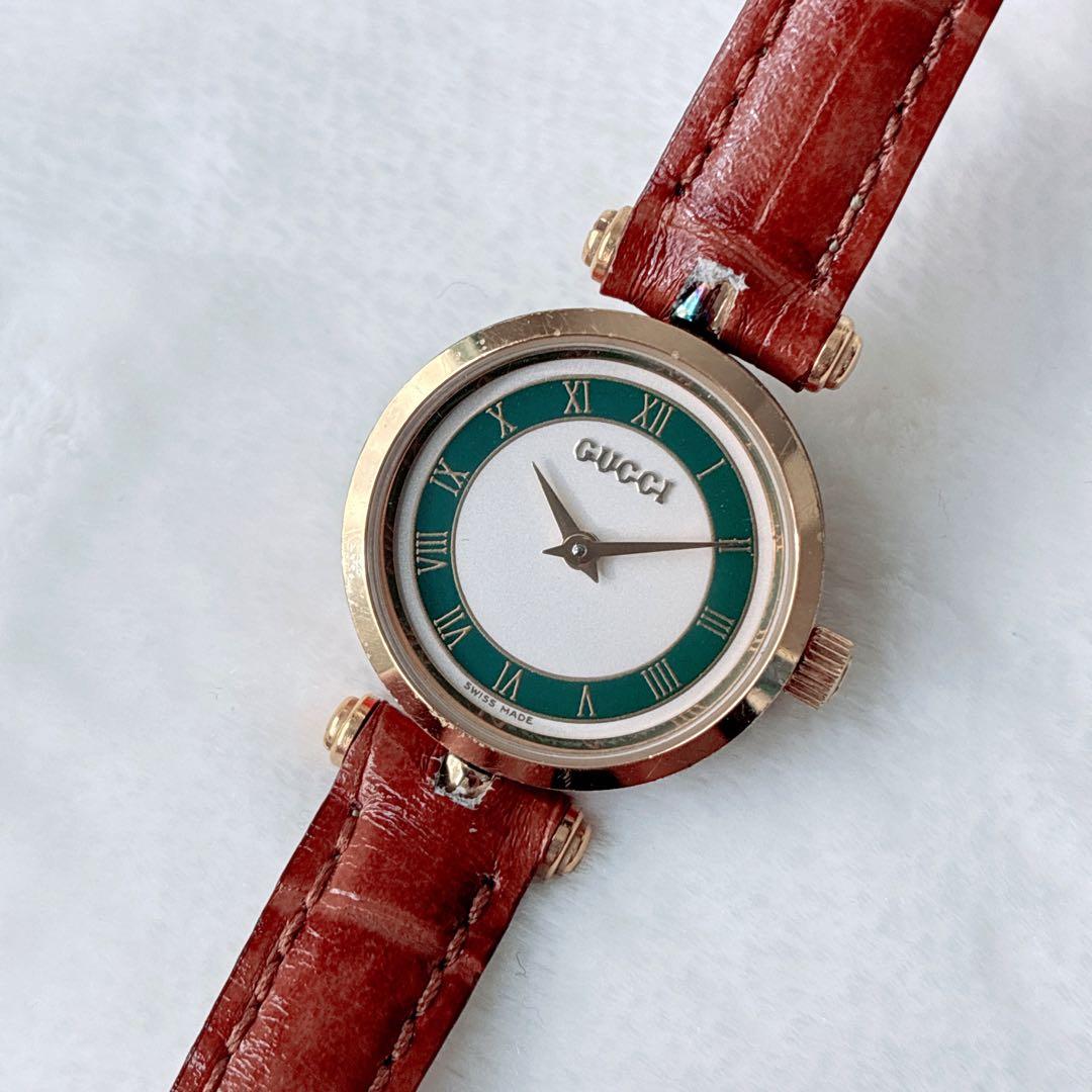 グッチ gucci レディース腕時計 シェリーライン レザー ゴールド 稼働品