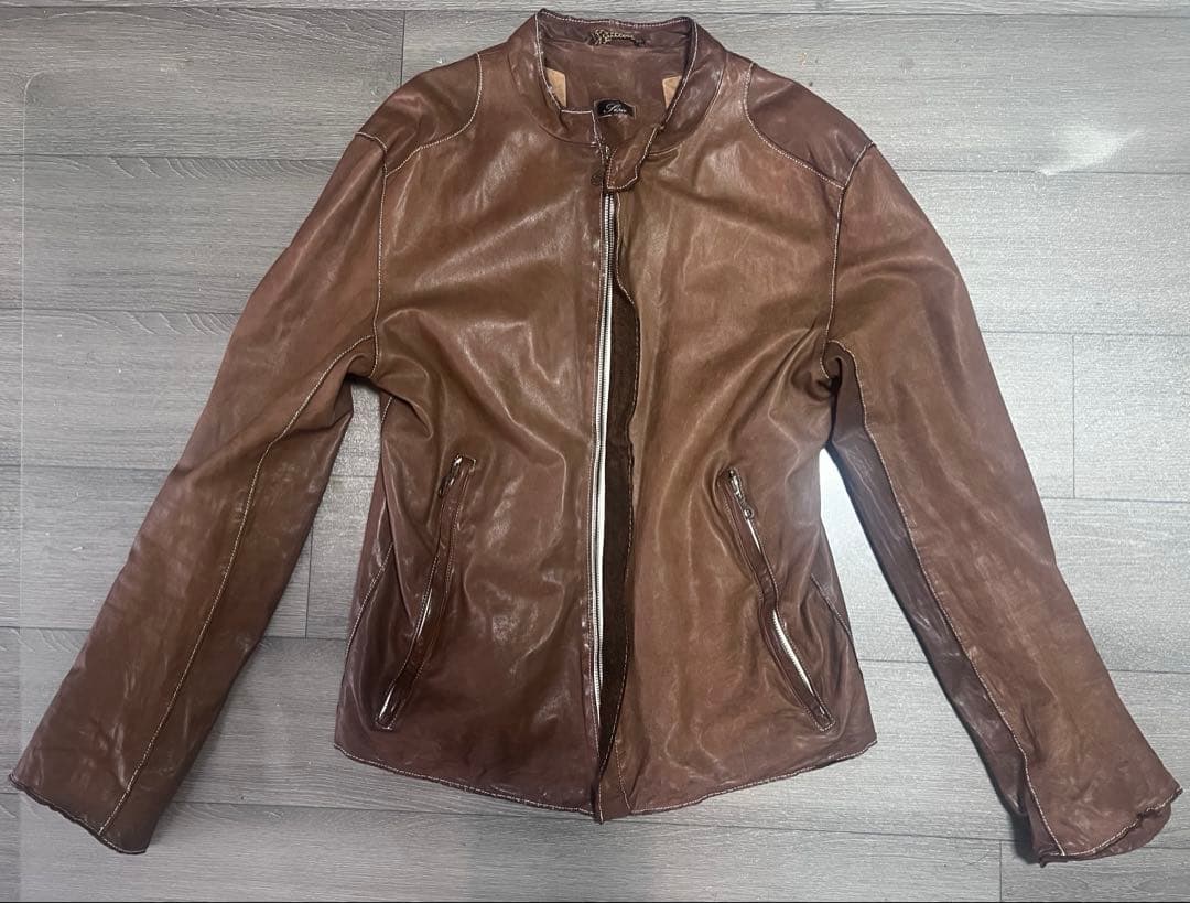 【人気】sisii シシ レザージャケット Lサイズ ブラウン 本革 洗濯可
