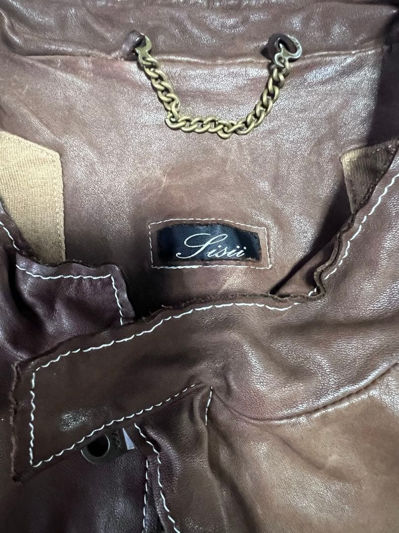 【人気】sisii シシ レザージャケット Lサイズ ブラウン 本革 洗濯可