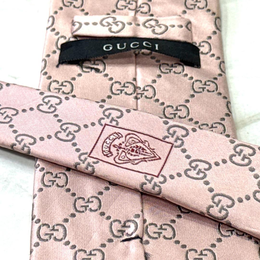 ☆即発 Gucci グッチ GG柄 ネクタイ ペールピンク シルク ジャカード織
