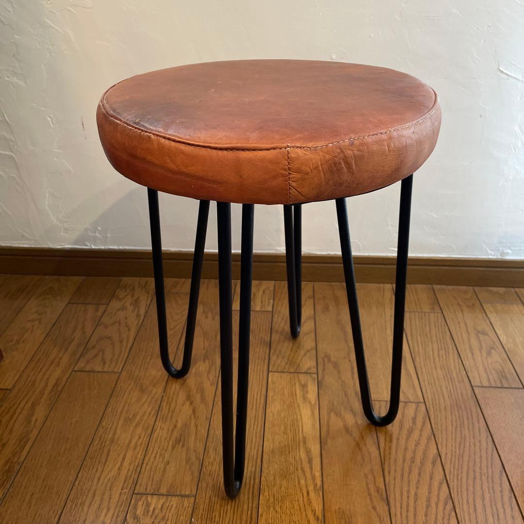 レザー　アイアン　インダストリアルチェア　スツール