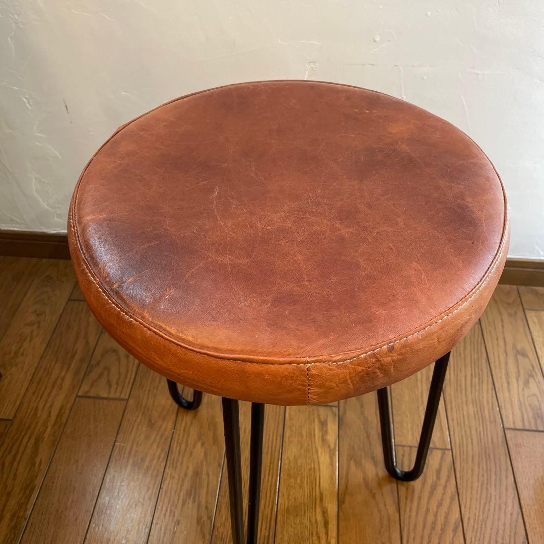 レザー　アイアン　インダストリアルチェア　スツール