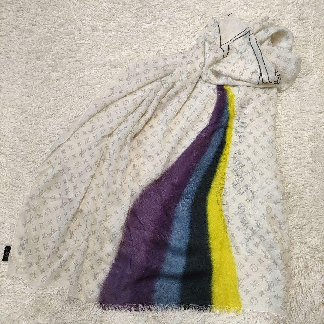 美品✨ルイヴィトン エトールモノグラム レインボー ストール カシミヤシルク