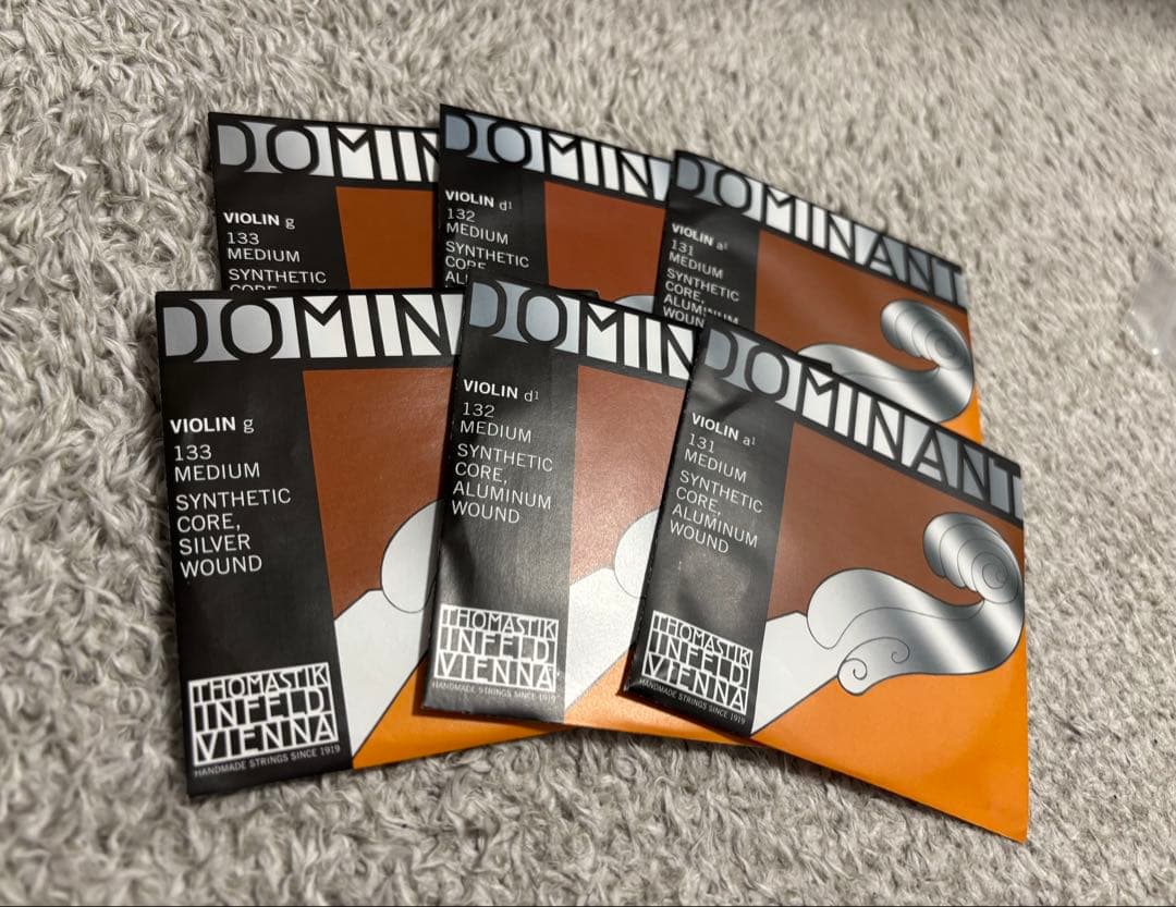 DOMINANT violin バイオリン弦 G、D、A線 格2本ずつ 2セット