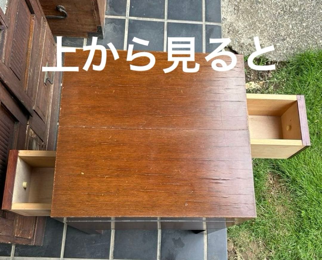 将棋盤収納式テーブル　木製 デスク 将棋盤　駒（桐箱）　昭和レトロ　チェスト