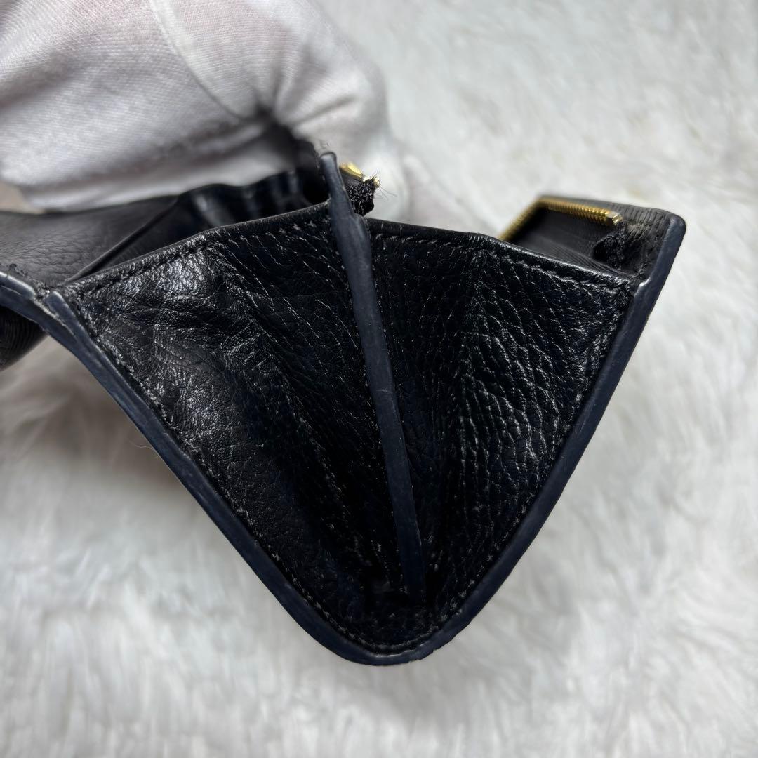 ✨美品✨ グッチ GGスプリーム マーモント 折り財布 L字 PVC レザー 黒