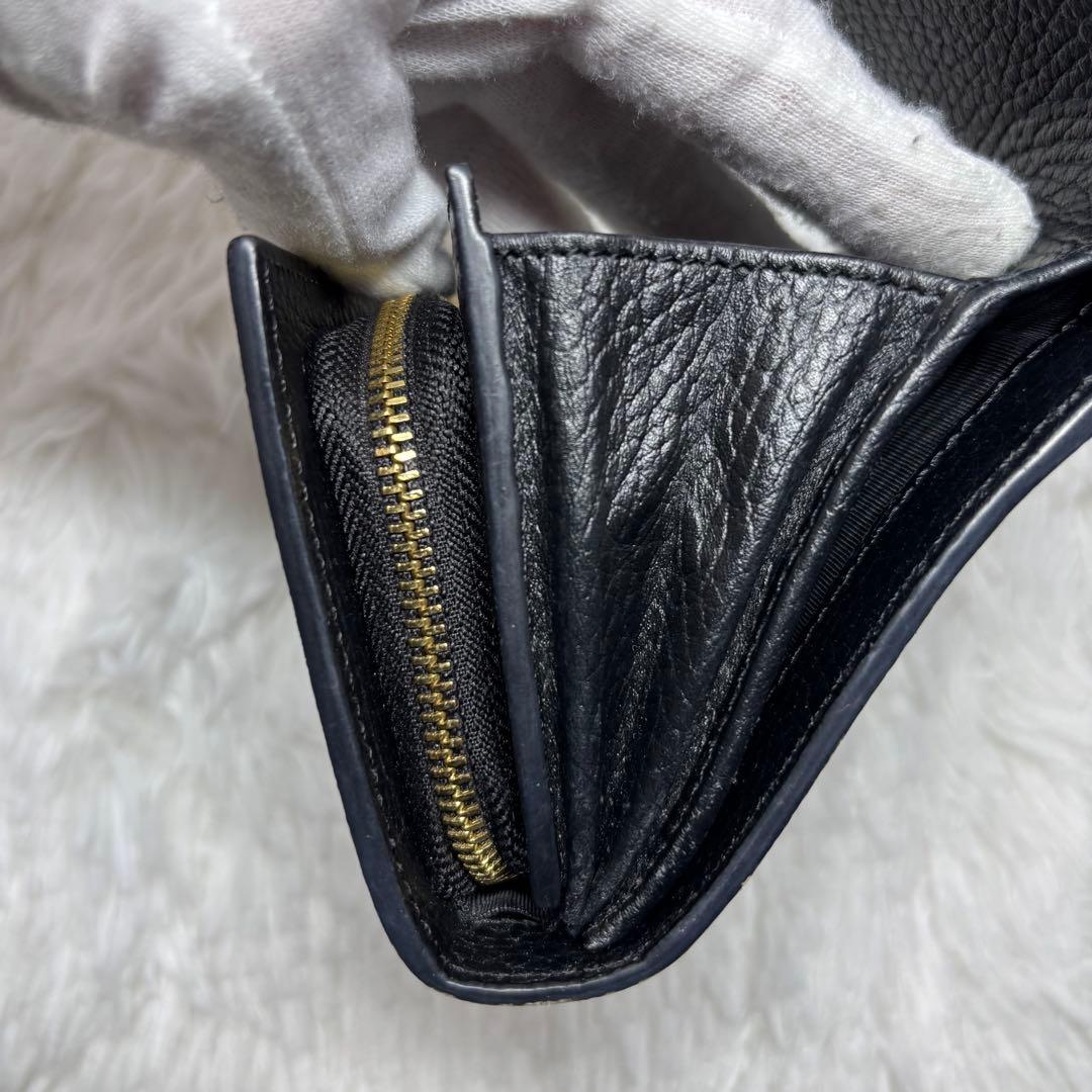 ✨美品✨ グッチ GGスプリーム マーモント 折り財布 L字 PVC レザー 黒