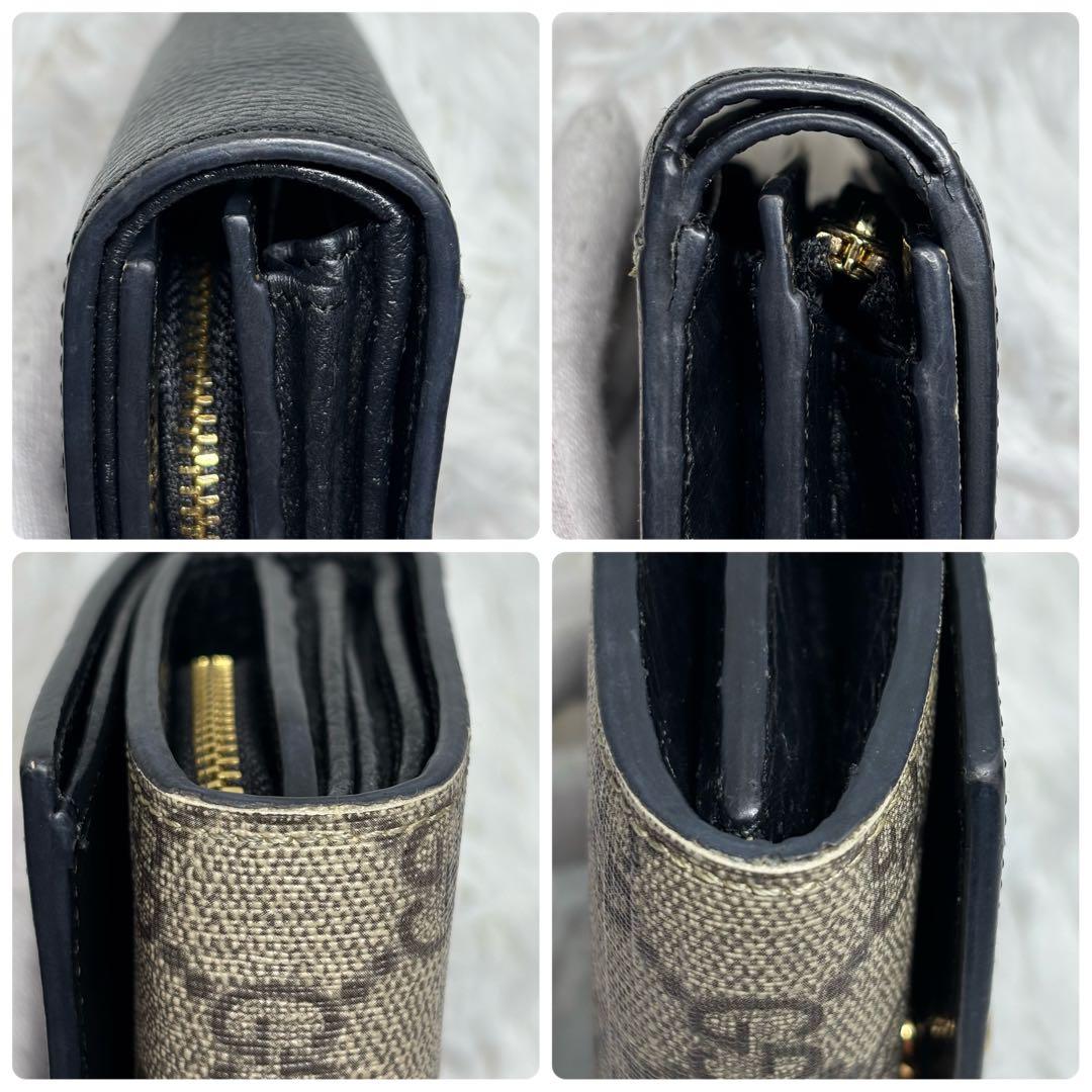 ✨美品✨ グッチ GGスプリーム マーモント 折り財布 L字 PVC レザー 黒