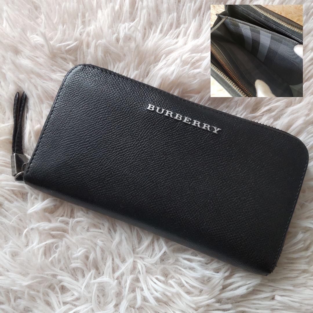 BURBERRY ✨ラウンドウォレット✨長財布✨ブラック✨ロゴ✨ノバチェック