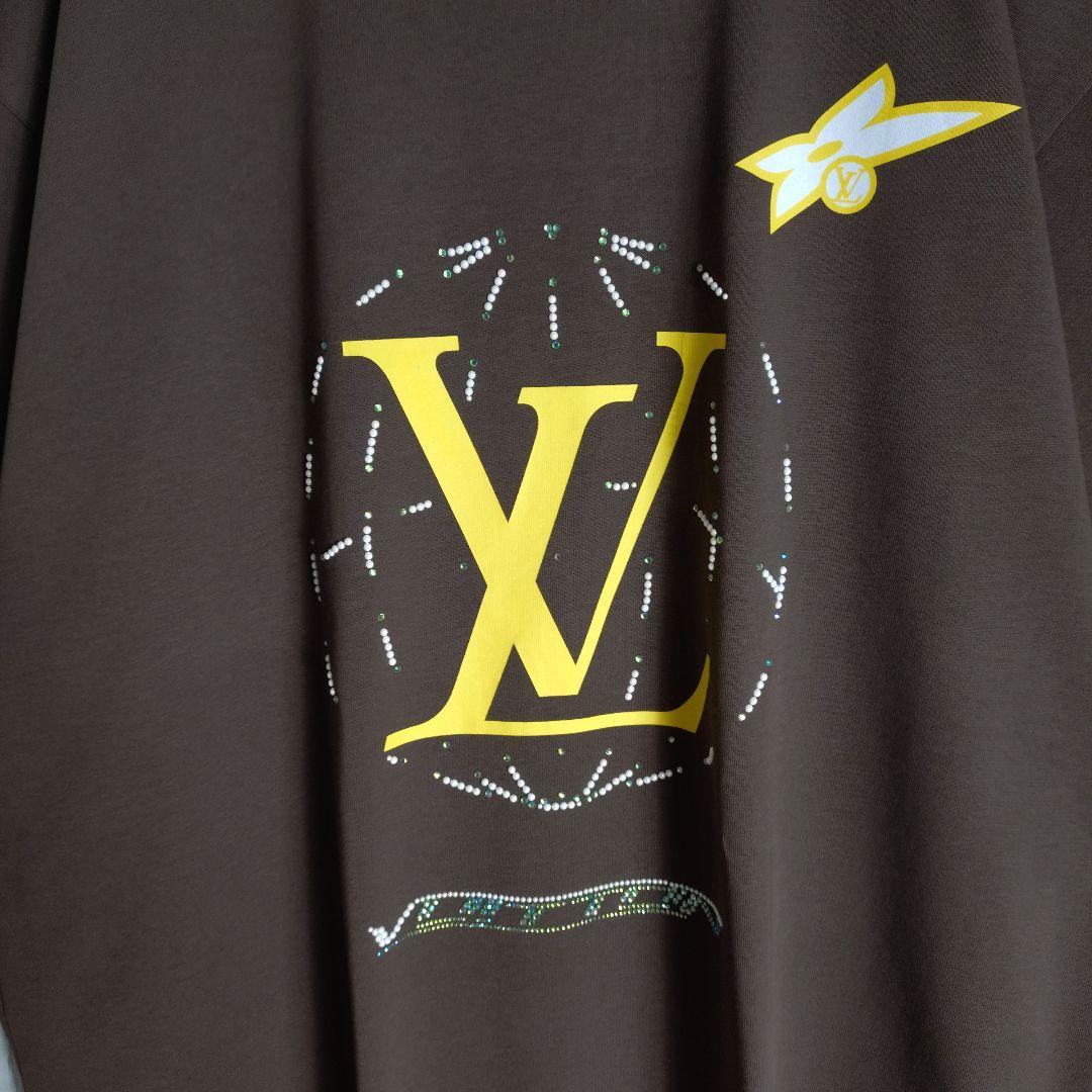 【最高級の逸品】ルイヴィトン☆センターロゴラインストーンTシャツXLサイズ相当