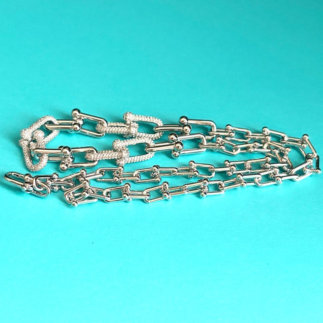 ハードウェア Uチェーン レイヤード チェーン ネックレス S925 CZダイヤ