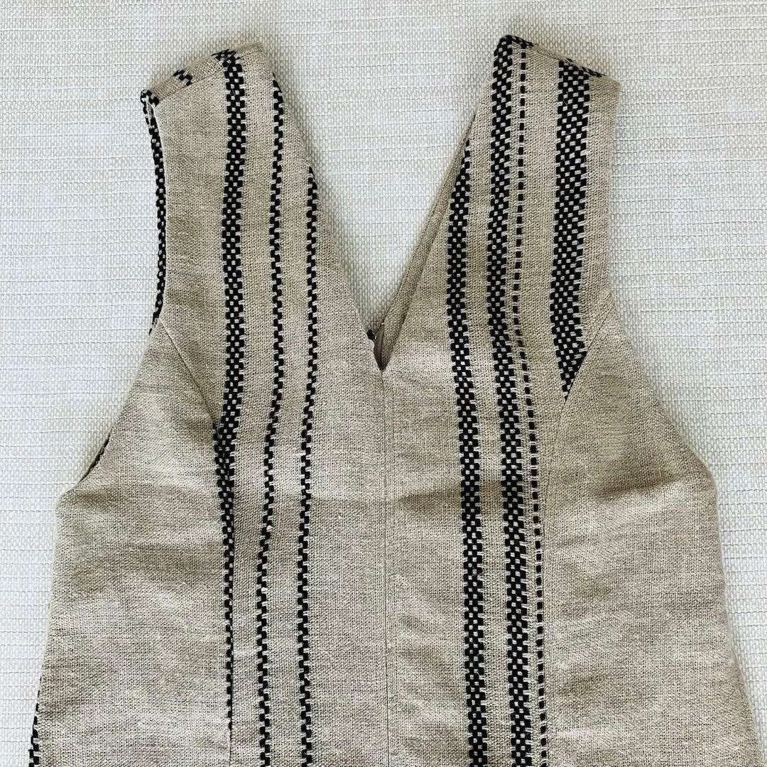【美品】ジェーンスミス ジャンパースカート リネン ストライプ スリット