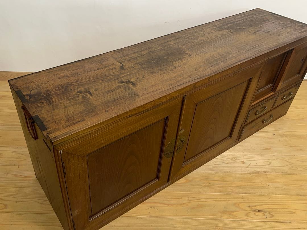 ローボード　棚　木製　M084　古道具　古家具　和家具　ビンテージ　アンティーク