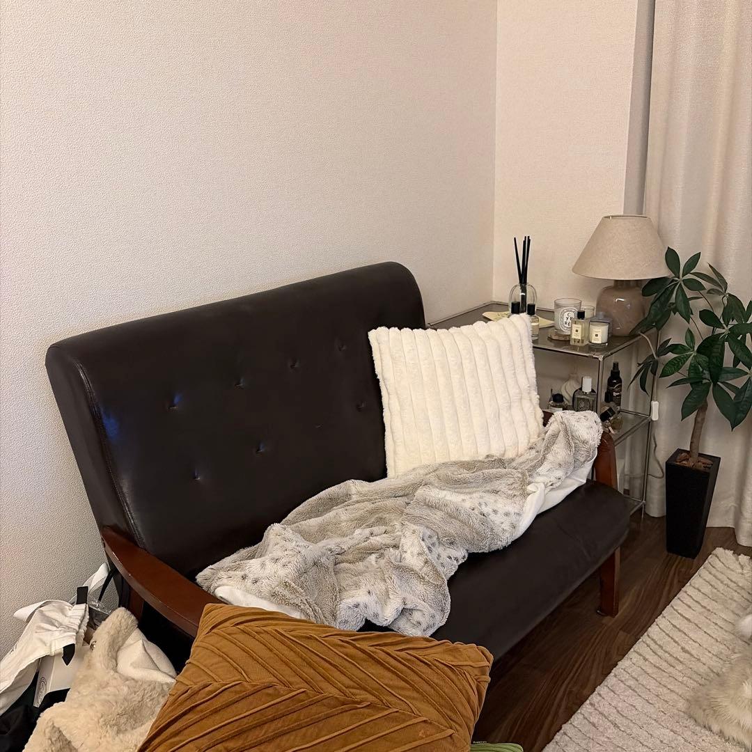 ダークブラウン ヴィンテージソファ 2人掛け