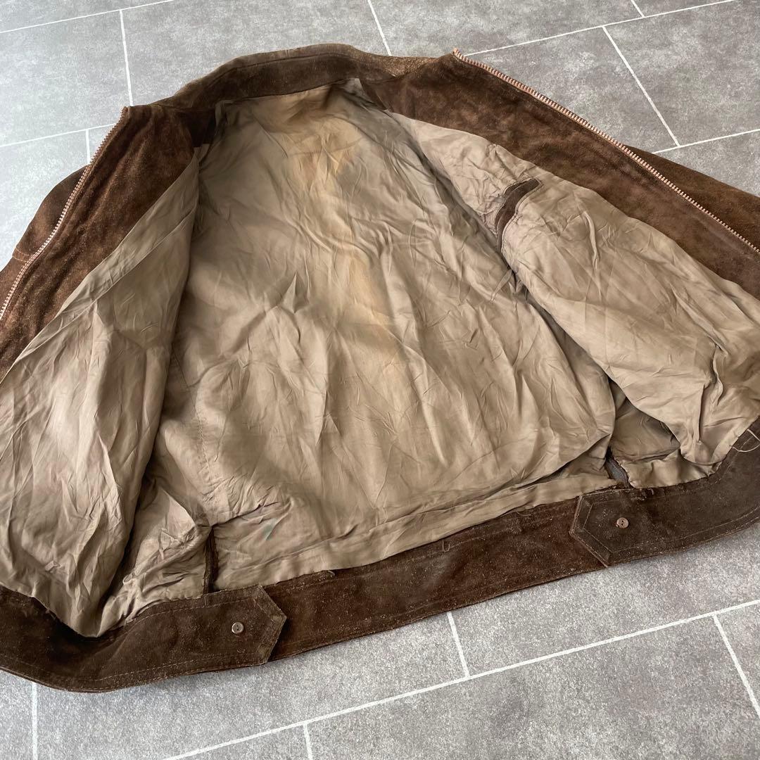 euro vintage 本革 スウェードレザージャケット 短丈 ブラウン
