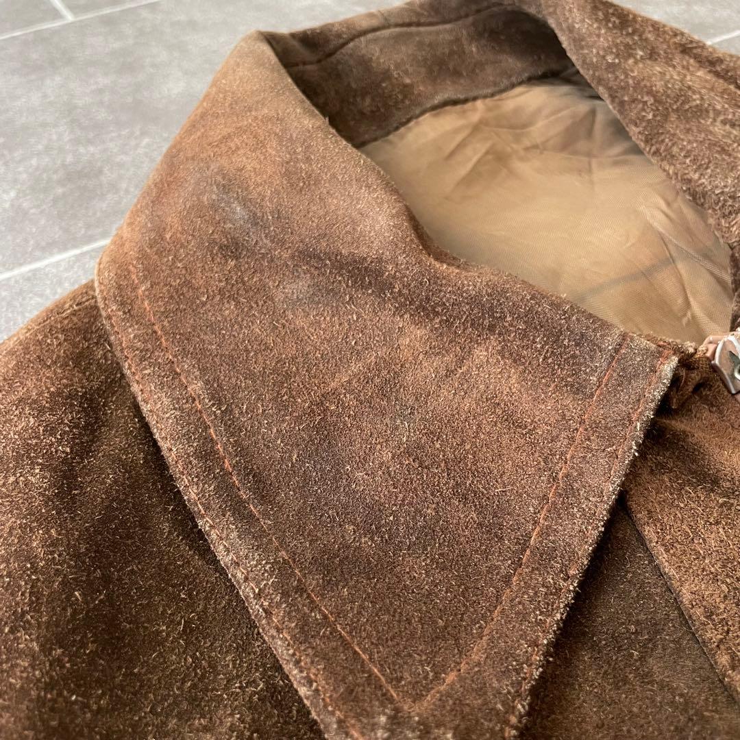 euro vintage 本革 スウェードレザージャケット 短丈 ブラウン