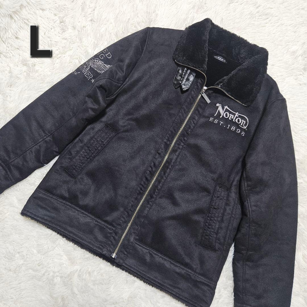 【極美品】Norton　フェイクムートンジャケット　ボア　バイカー　刺繍
