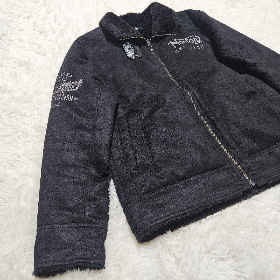 【極美品】Norton　フェイクムートンジャケット　ボア　バイカー　刺繍