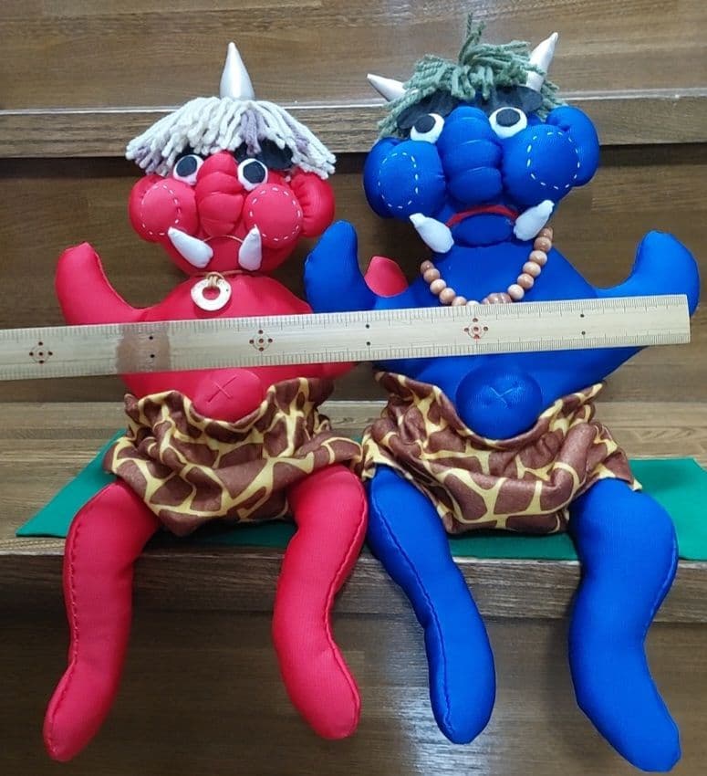 ちりめん細工　赤鬼青鬼