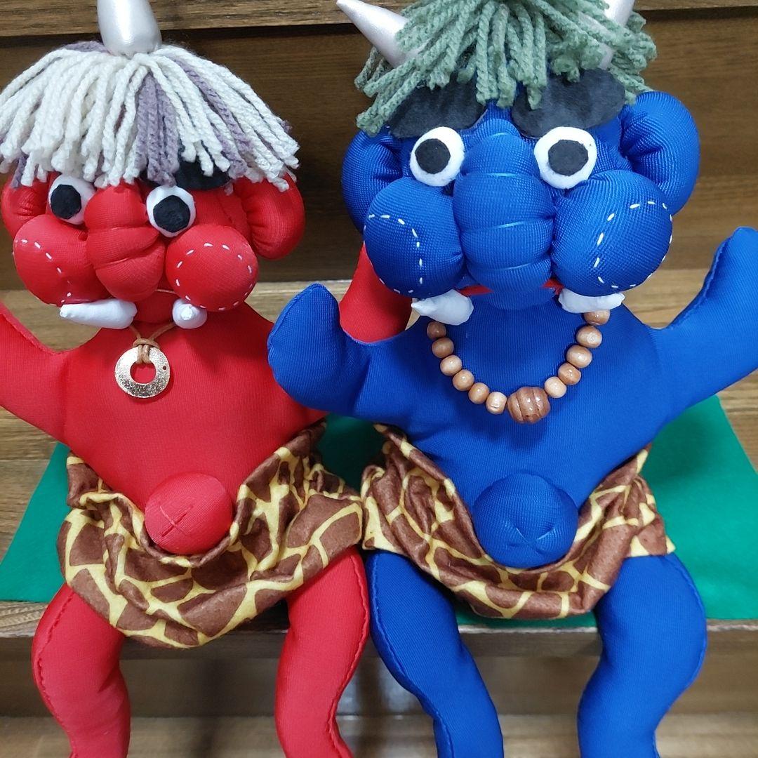 ちりめん細工　赤鬼青鬼