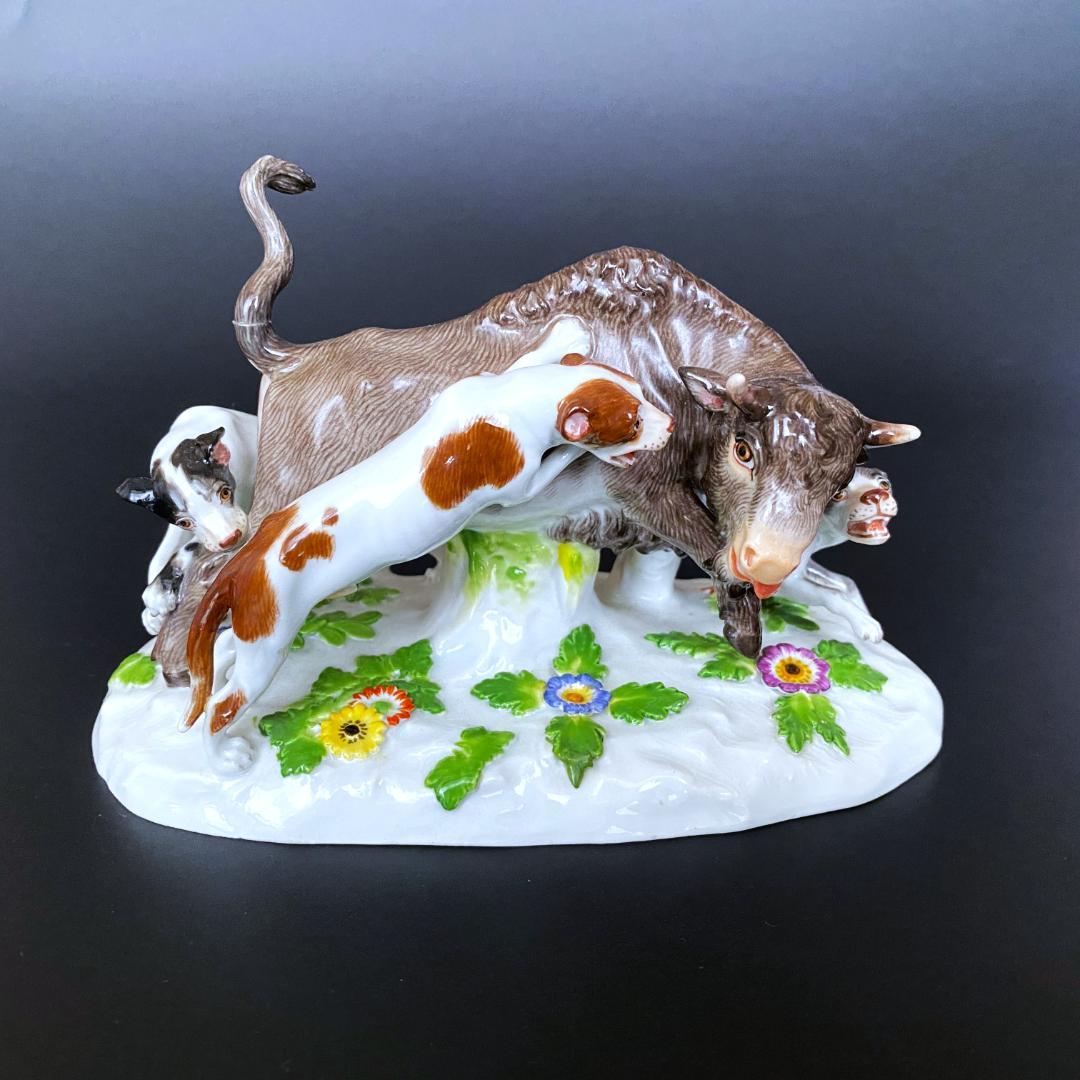 【美品】マイセンフィギュア★バイソン狩り