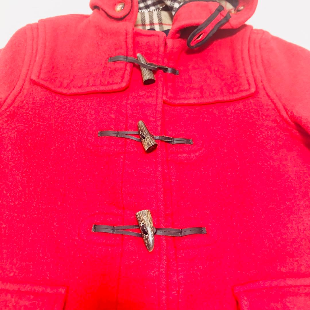 英国製 バーバリーロンドン　ロングダッフルコート　レッド　ノバチェック　赤　L