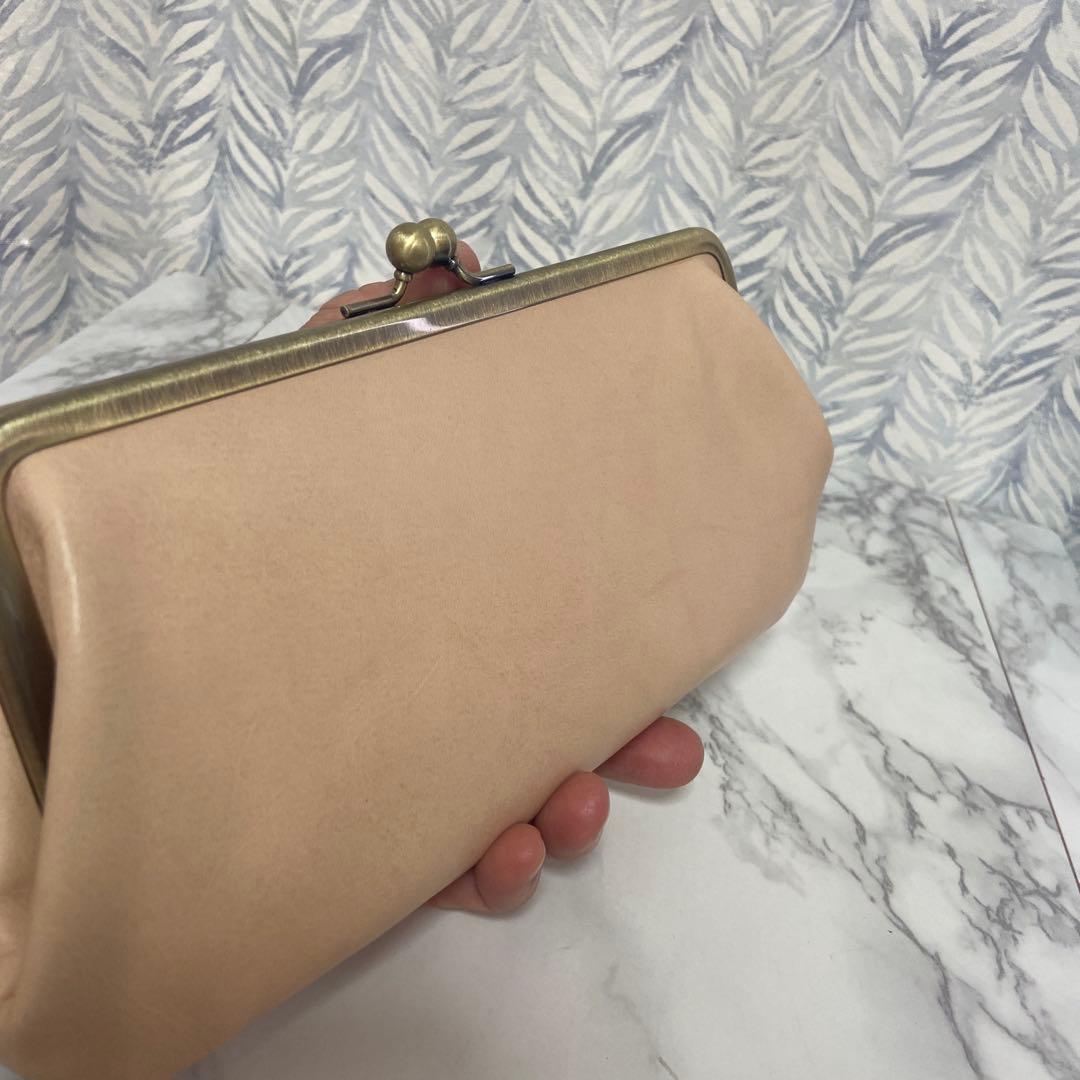 HIROちゃんハンドメイド　牛ヌメ革親子がま口長財布