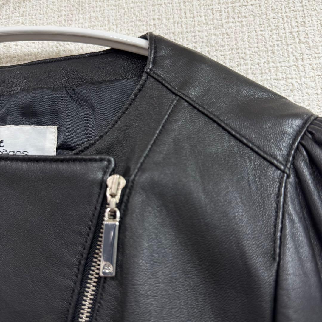 クレージュ レザー ダブルライダース 40サイズ ブランドロゴ付き 羊革