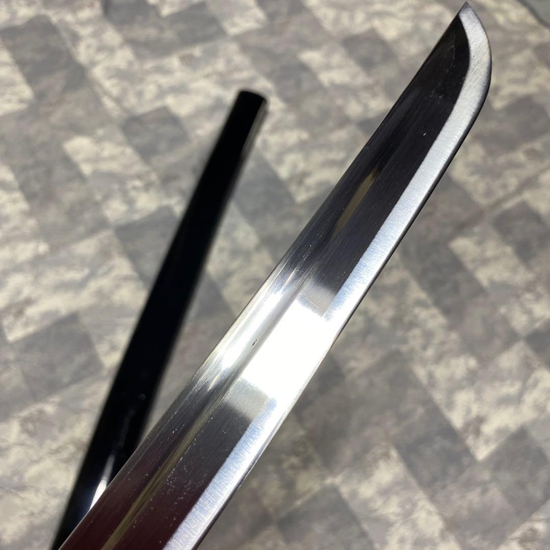 高級居合刀 灰色柄 騎馬武者絵丸鍔 黒呂鞘